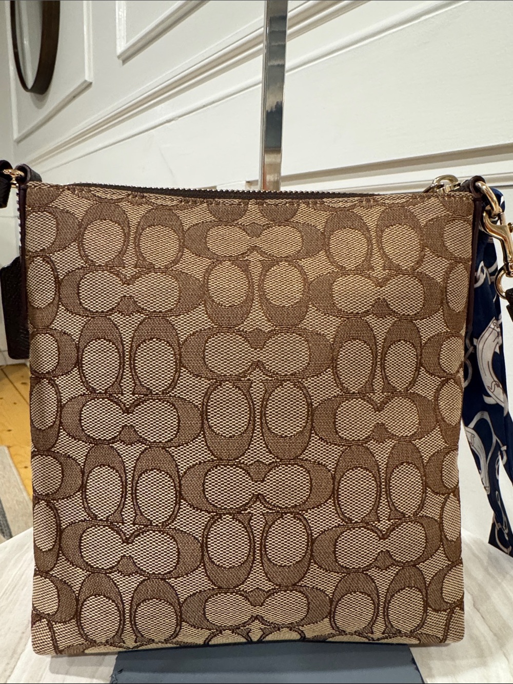 Coach Bag Kitt Brown Signature Canvas Leather Trim Crossbody Bag - Picture 8 of 17